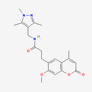 molecular formula C21H25N3O4 B11132266 3-(7-methoxy-4-methyl-2-oxo-2H-chromen-6-yl)-N-[(1,3,5-trimethyl-1H-pyrazol-4-yl)methyl]propanamide 