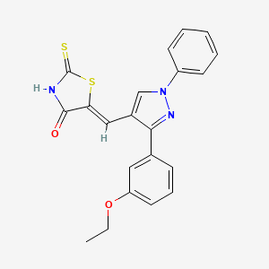 molecular formula C21H17N3O2S2 B11132282 (5Z)-5-{[3-(3-ethoxyphenyl)-1-phenyl-1H-pyrazol-4-yl]methylidene}-2-thioxo-1,3-thiazolidin-4-one 