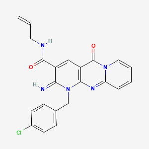 7-[(4-chlorophenyl)methyl]-6-imino-2-oxo-N-prop-2-enyl-1,7,9-triazatricyclo[8.4.0.03,8]tetradeca-3(8),4,9,11,13-pentaene-5-carboxamide