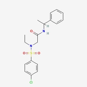 molecular formula C18H21ClN2O3S B11132339 N~2~-[(4-chlorophenyl)sulfonyl]-N~2~-ethyl-N-(1-phenylethyl)glycinamide 