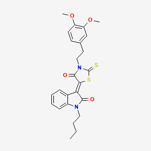 (3Z)-1-butyl-3-{3-[2-(3,4-dimethoxyphenyl)ethyl]-4-oxo-2-thioxo-1,3-thiazolidin-5-ylidene}-1,3-dihydro-2H-indol-2-one