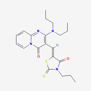 molecular formula C21H26N4O2S2 B11132384 2-(dipropylamino)-3-[(Z)-(4-oxo-3-propyl-2-thioxo-1,3-thiazolidin-5-ylidene)methyl]-4H-pyrido[1,2-a]pyrimidin-4-one 