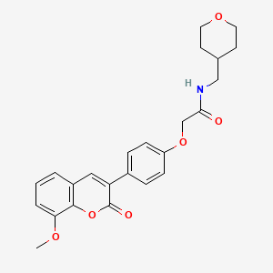 molecular formula C24H25NO6 B11132412 2-[4-(8-methoxy-2-oxo-2H-chromen-3-yl)phenoxy]-N-(tetrahydro-2H-pyran-4-ylmethyl)acetamide 