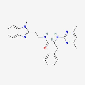 molecular formula C25H28N6O B11132464 2-[(4,6-dimethyl-2-pyrimidinyl)amino]-N-[2-(1-methyl-1H-1,3-benzimidazol-2-yl)ethyl]-3-phenylpropanamide 