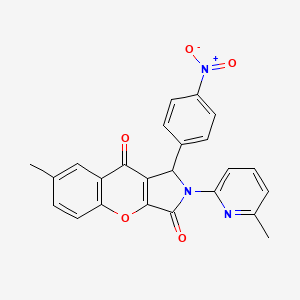 molecular formula C24H17N3O5 B11132469 7-Methyl-2-(6-methylpyridin-2-yl)-1-(4-nitrophenyl)-1,2-dihydrochromeno[2,3-c]pyrrole-3,9-dione 