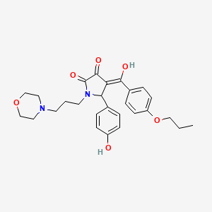 molecular formula C27H32N2O6 B11132544 3-hydroxy-5-(4-hydroxyphenyl)-1-[3-(morpholin-4-yl)propyl]-4-[(4-propoxyphenyl)carbonyl]-1,5-dihydro-2H-pyrrol-2-one 