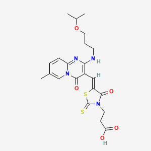 3-{(5Z)-5-[(7-methyl-4-oxo-2-{[3-(propan-2-yloxy)propyl]amino}-4H-pyrido[1,2-a]pyrimidin-3-yl)methylidene]-4-oxo-2-thioxo-1,3-thiazolidin-3-yl}propanoic acid