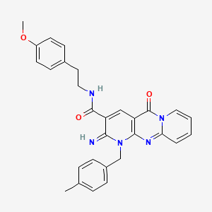 6-imino-N-[2-(4-methoxyphenyl)ethyl]-7-[(4-methylphenyl)methyl]-2-oxo-1,7,9-triazatricyclo[8.4.0.03,8]tetradeca-3(8),4,9,11,13-pentaene-5-carboxamide