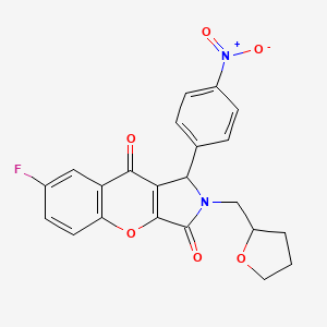 molecular formula C22H17FN2O6 B11132621 7-Fluoro-1-(4-nitrophenyl)-2-(tetrahydrofuran-2-ylmethyl)-1,2-dihydrochromeno[2,3-c]pyrrole-3,9-dione 