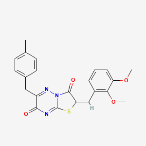 molecular formula C22H19N3O4S B11132623 (2E)-2-(2,3-dimethoxybenzylidene)-6-(4-methylbenzyl)-7H-[1,3]thiazolo[3,2-b][1,2,4]triazine-3,7(2H)-dione 