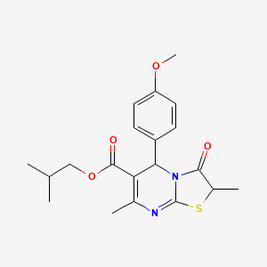 molecular formula C20H24N2O4S B11132652 2-methylpropyl 5-(4-methoxyphenyl)-2,7-dimethyl-3-oxo-2,3-dihydro-5H-[1,3]thiazolo[3,2-a]pyrimidine-6-carboxylate 