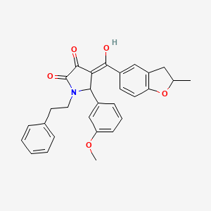 molecular formula C29H27NO5 B11132684 3-hydroxy-5-(3-methoxyphenyl)-4-(2-methyl-2,3-dihydro-1-benzofuran-5-carbonyl)-1-(2-phenylethyl)-2,5-dihydro-1H-pyrrol-2-one 