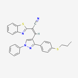 (2Z)-2-(1,3-benzothiazol-2-yl)-3-{1-phenyl-3-[4-(propylsulfanyl)phenyl]-1H-pyrazol-4-yl}prop-2-enenitrile