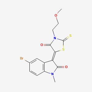 (3Z)-5-bromo-3-[3-(2-methoxyethyl)-4-oxo-2-thioxo-1,3-thiazolidin-5-ylidene]-1-methyl-1,3-dihydro-2H-indol-2-one