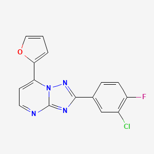 molecular formula C15H8ClFN4O B11132889 2-(3-Chloro-4-fluorophenyl)-7-(furan-2-yl)[1,2,4]triazolo[1,5-a]pyrimidine 