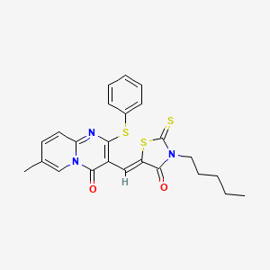 7-methyl-3-[(Z)-(4-oxo-3-pentyl-2-thioxo-1,3-thiazolidin-5-ylidene)methyl]-2-(phenylsulfanyl)-4H-pyrido[1,2-a]pyrimidin-4-one