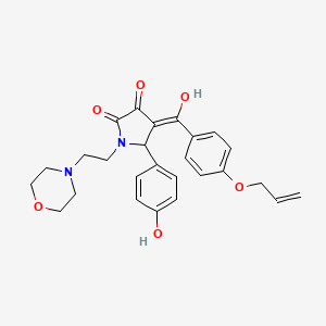 molecular formula C26H28N2O6 B11132913 3-hydroxy-5-(4-hydroxyphenyl)-1-[2-(morpholin-4-yl)ethyl]-4-{[4-(prop-2-en-1-yloxy)phenyl]carbonyl}-1,5-dihydro-2H-pyrrol-2-one 