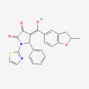 molecular formula C23H18N2O4S B11132915 3-hydroxy-4-[(2-methyl-2,3-dihydro-1-benzofuran-5-yl)carbonyl]-5-phenyl-1-(1,3-thiazol-2-yl)-1,5-dihydro-2H-pyrrol-2-one 