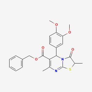 molecular formula C24H24N2O5S B11132921 benzyl 5-(3,4-dimethoxyphenyl)-2,7-dimethyl-3-oxo-2,3-dihydro-5H-[1,3]thiazolo[3,2-a]pyrimidine-6-carboxylate 