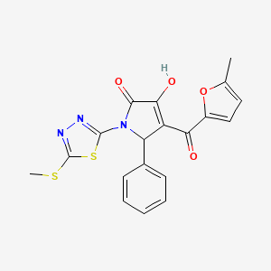 molecular formula C19H15N3O4S2 B11132927 3-hydroxy-4-[(5-methylfuran-2-yl)carbonyl]-1-[5-(methylsulfanyl)-1,3,4-thiadiazol-2-yl]-5-phenyl-1,5-dihydro-2H-pyrrol-2-one 