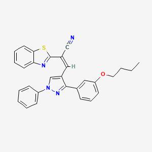 (2Z)-2-(1,3-benzothiazol-2-yl)-3-[3-(3-butoxyphenyl)-1-phenyl-1H-pyrazol-4-yl]prop-2-enenitrile