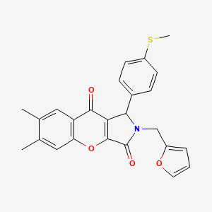 molecular formula C25H21NO4S B11132933 2-(Furan-2-ylmethyl)-6,7-dimethyl-1-[4-(methylsulfanyl)phenyl]-1,2-dihydrochromeno[2,3-c]pyrrole-3,9-dione 