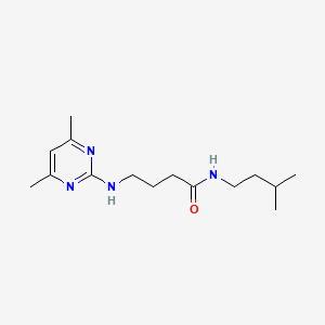 molecular formula C15H26N4O B11132960 4-[(4,6-dimethylpyrimidin-2-yl)amino]-N-(3-methylbutyl)butanamide 