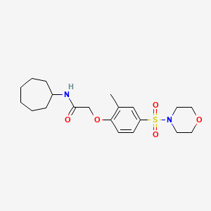 molecular formula C20H30N2O5S B11132970 N-cycloheptyl-2-[2-methyl-4-(morpholin-4-ylsulfonyl)phenoxy]acetamide 