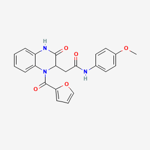 molecular formula C22H19N3O5 B11133018 2-[1-(furan-2-carbonyl)-3-oxo-1,2,3,4-tetrahydroquinoxalin-2-yl]-N-(4-methoxyphenyl)acetamide 