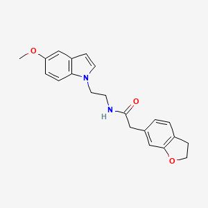 molecular formula C21H22N2O3 B11133200 2-(2,3-dihydro-1-benzofuran-6-yl)-N-[2-(5-methoxy-1H-indol-1-yl)ethyl]acetamide 