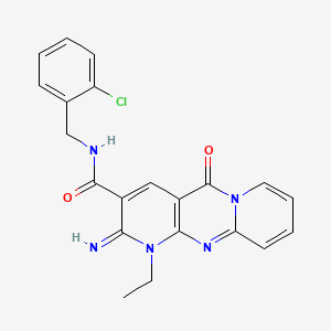 N-[(2-chlorophenyl)methyl]-7-ethyl-6-imino-2-oxo-1,7,9-triazatricyclo[8.4.0.03,8]tetradeca-3(8),4,9,11,13-pentaene-5-carboxamide