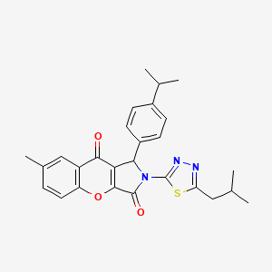 7-Methyl-2-[5-(2-methylpropyl)-1,3,4-thiadiazol-2-yl]-1-[4-(propan-2-yl)phenyl]-1,2-dihydrochromeno[2,3-c]pyrrole-3,9-dione