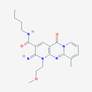 N-butyl-6-imino-7-(2-methoxyethyl)-11-methyl-2-oxo-1,7,9-triazatricyclo[8.4.0.0^{3,8}]tetradeca-3(8),4,9,11,13-pentaene-5-carboxamide