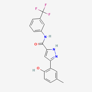 molecular formula C18H14F3N3O2 B11133443 3-(2-hydroxy-5-methylphenyl)-N-[3-(trifluoromethyl)phenyl]-1H-pyrazole-5-carboxamide 