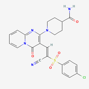 molecular formula C23H20ClN5O4S B11133447 1-(3-{(E)-2-[(4-chlorophenyl)sulfonyl]-2-cyanoethenyl}-4-oxo-4H-pyrido[1,2-a]pyrimidin-2-yl)piperidine-4-carboxamide 