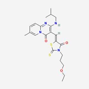 molecular formula C22H28N4O3S2 B11133455 3-{(Z)-[3-(3-ethoxypropyl)-4-oxo-2-thioxo-1,3-thiazolidin-5-ylidene]methyl}-7-methyl-2-[(2-methylpropyl)amino]-4H-pyrido[1,2-a]pyrimidin-4-one 