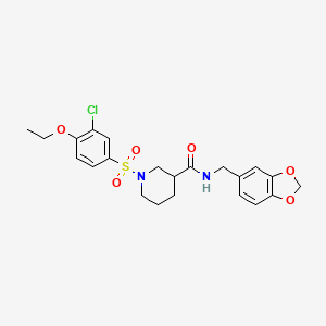 molecular formula C22H25ClN2O6S B11133523 N-(1,3-benzodioxol-5-ylmethyl)-1-[(3-chloro-4-ethoxyphenyl)sulfonyl]piperidine-3-carboxamide 