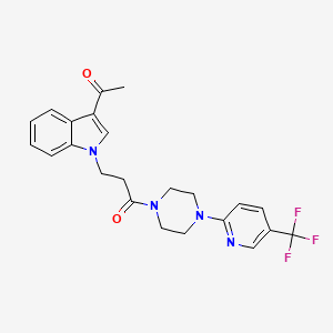 molecular formula C23H23F3N4O2 B11133541 3-(3-acetyl-1H-indol-1-yl)-1-{4-[5-(trifluoromethyl)-2-pyridyl]piperazino}-1-propanone 