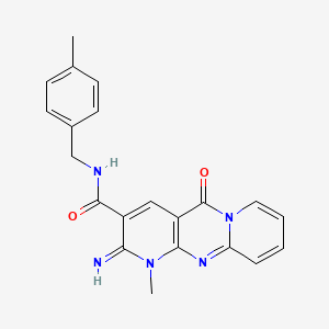 molecular formula C21H19N5O2 B11133555 6-imino-7-methyl-N-[(4-methylphenyl)methyl]-2-oxo-1,7,9-triazatricyclo[8.4.0.03,8]tetradeca-3(8),4,9,11,13-pentaene-5-carboxamide 