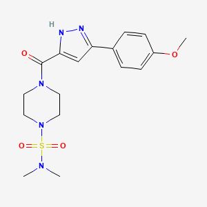 molecular formula C17H23N5O4S B11133564 4-{[5-(4-methoxyphenyl)-1H-pyrazol-3-yl]carbonyl}-N,N-dimethyltetrahydro-1(2H)-pyrazinesulfonamide 