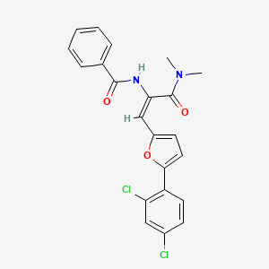 molecular formula C22H18Cl2N2O3 B11133642 N-(2-(5-(2,4-Dichlorophenyl)-2-furyl)-1-((dimethylamino)carbonyl)vinyl)benzamide 