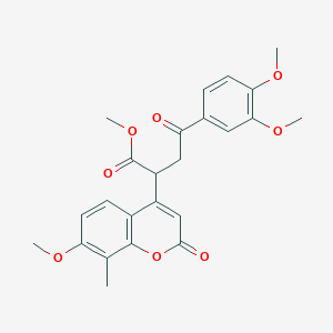 molecular formula C24H24O8 B11133710 methyl 4-(3,4-dimethoxyphenyl)-2-(7-methoxy-8-methyl-2-oxo-2H-chromen-4-yl)-4-oxobutanoate 