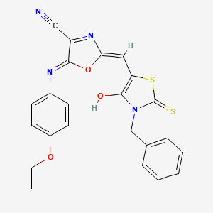 2-[(Z)-(3-benzyl-4-oxo-2-thioxo-1,3-thiazolidin-5-ylidene)methyl]-5-[(4-ethoxyphenyl)amino]-1,3-oxazole-4-carbonitrile