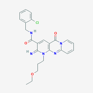 N-[(2-chlorophenyl)methyl]-7-(3-ethoxypropyl)-6-imino-2-oxo-1,7,9-triazatricyclo[8.4.0.03,8]tetradeca-3(8),4,9,11,13-pentaene-5-carboxamide