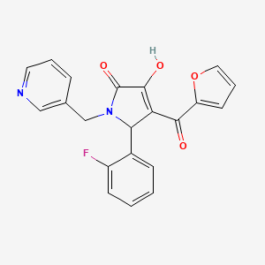 molecular formula C21H15FN2O4 B11133774 (4E)-5-(2-fluorophenyl)-4-[furan-2-yl(hydroxy)methylidene]-1-(pyridin-3-ylmethyl)pyrrolidine-2,3-dione 