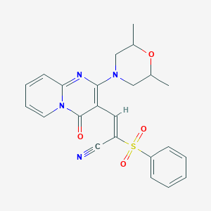 (2E)-3-[2-(2,6-dimethylmorpholin-4-yl)-4-oxo-4H-pyrido[1,2-a]pyrimidin-3-yl]-2-(phenylsulfonyl)prop-2-enenitrile