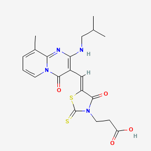 3-[(5Z)-5-({9-methyl-2-[(2-methylpropyl)amino]-4-oxo-4H-pyrido[1,2-a]pyrimidin-3-yl}methylidene)-4-oxo-2-thioxo-1,3-thiazolidin-3-yl]propanoic acid