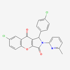 molecular formula C23H14Cl2N2O3 B11133816 7-Chloro-1-(4-chlorophenyl)-2-(6-methylpyridin-2-yl)-1,2-dihydrochromeno[2,3-c]pyrrole-3,9-dione 