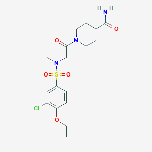 molecular formula C17H24ClN3O5S B11133822 1-{N-[(3-chloro-4-ethoxyphenyl)sulfonyl]-N-methylglycyl}piperidine-4-carboxamide 