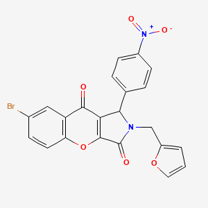 molecular formula C22H13BrN2O6 B11133831 7-Bromo-2-(furan-2-ylmethyl)-1-(4-nitrophenyl)-1,2-dihydrochromeno[2,3-c]pyrrole-3,9-dione 